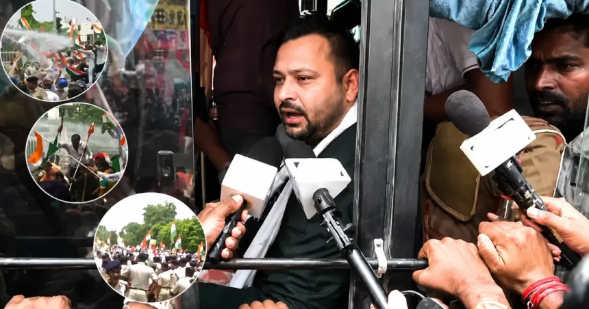 तेजस्वी यादव हिरासत- राजभवन मार्च के दौरान की तस्वीर