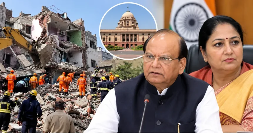 Delhi Building Collapse रेस्क्यू ऑपरेशन की तस्वीर