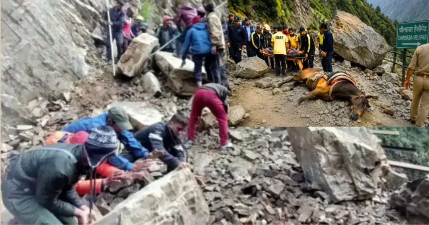केदारनाथ मार्ग बोल्डर हादसे के बाद रोकी गई यात्रा