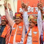 राजस्थान निकाय चुनाव परिणाम के बाद जश्न मनाते बीजेपी कार्यकर्ता