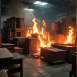 साहिबाबाद फर्नीचर गोदाम में लगी भीषण आग की तस्वीर